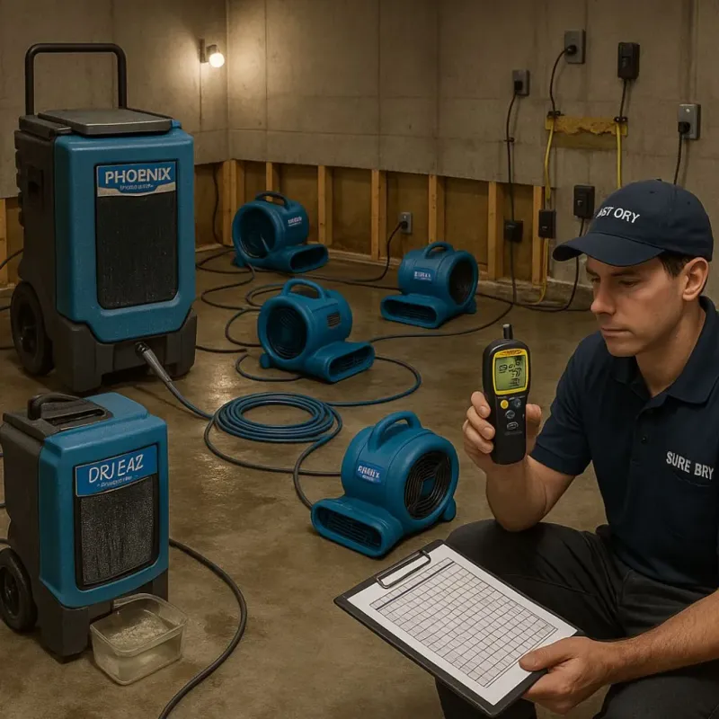 Structural Drying and Dehumidification process in Orfordville, WI